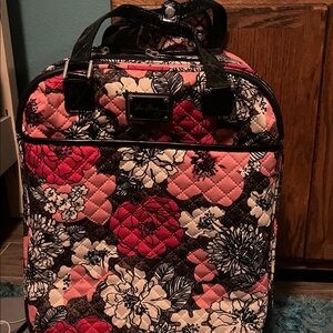 Vera Bradley Mocha Rose Red and Pink Floral Suitcase